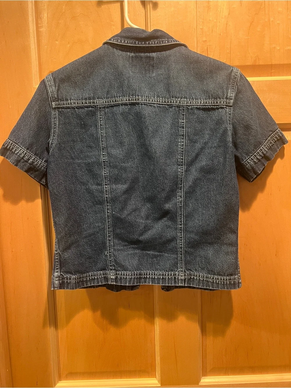 Levi's Silver Tab Women’s Blue Short-Sleeve Denim Collar Cropped Jean Top M